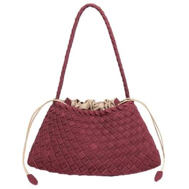 Imagem de Bolsas Hobo de Tecido para Mulheres, Bolsa de Camurça, Moderna, Balde, Bolsa de Ombro nas axilas, Bolsa Vintage Retrô Clutch, Camurça bordô, One Size