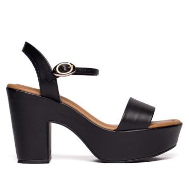 Imagem de Sandália Feminina Bebecê Salto Plataforma Preto, Preto, 36