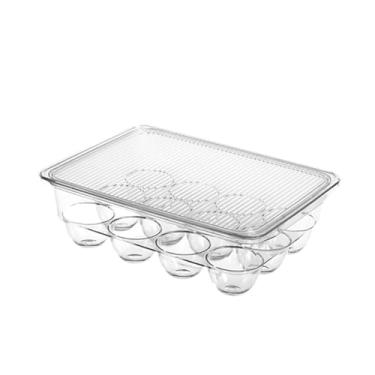 Imagem de IEUDNS Porta-ovos transparente com tampa e alça, empilhável, economizador de espaço, caixa para ovos, organizador de geladeira, 12 Compartimentos