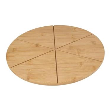 Imagem de YWJLQH Tábua de corte para pizza, prato de servir, bandeja de pizza de bambu, prato de servir queijo para vegetais, 6 Grades de 30 Cm