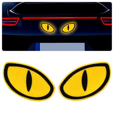 Imagem de Hovom 2 peças de adesivos refletivos de carro, adesivo de aviso automático de olhos fofos, adesivos de capacete de motocicleta, decalque refletivo de alta visibilidade para segurança noturna dirigindo