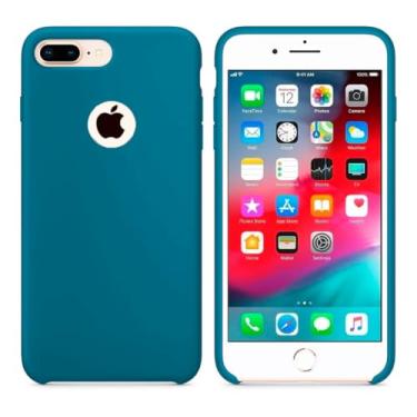 Imagem de Case Capa Capinha Silicone Aveludado pra iPhone 5 e 5SE (Azul Celeste)