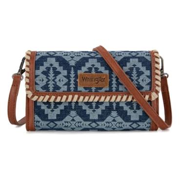 Imagem de Wrangler Bolsa tiracolo feminina asteca pequena bolsa de ombro bolsa transversal clutch bolsas, A-jean, 7.9 x 1.6 x 4.7 inches