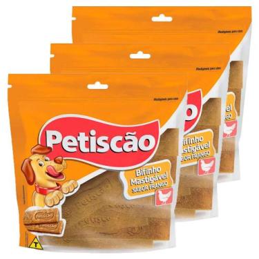 Imagem de Kit 3 Bifinho Mastigável Petiscão Sabor Frango 60g