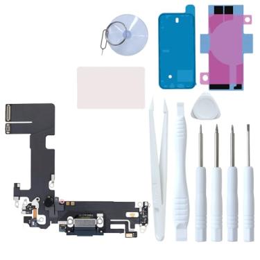 Imagem de LOZOP Substituição de porta de carregamento para iPhone 13, conector de dock e montagem de microfone com ferramentas de reparo para iPhone 13 de 6,1 polegadas, todas as operadoras (preto)