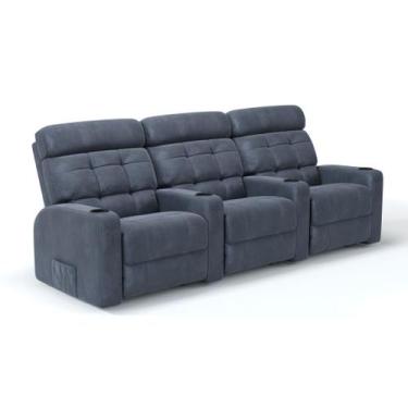 Imagem de Sofá 3 Lugares Reclinável Manual em Tecido Suede Linha Cinema Sala de 