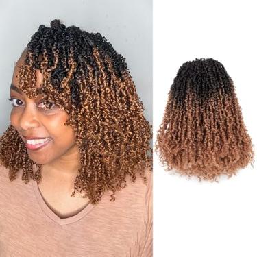 Imagem de Pelokaa Cabelo de crochê Yanky Twist - 25,5 cm, 8 pacotes (240 fios) ombré marrom pré-torcido macio primavera paixão micro mini torção, pré-enrolado, curto cacheado, tranças de crochê trançadas (25 cm