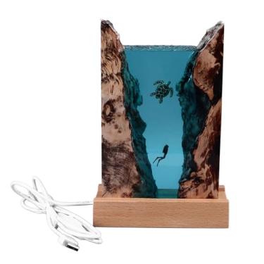 Imagem de Divers Tartaruga Resina Luz Noturna Usb Lâmpada Oceano Arte Decoração para Sala de Estar Quarto Escritório Presente para Amantes do Oceano