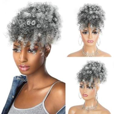 Imagem de Rabo de cavalo Afro Puff Drawstring Cetiq Grey para mulheres negras
