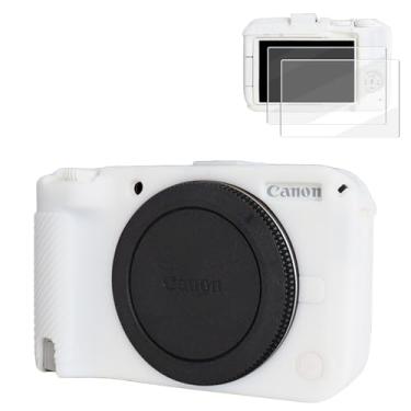 Imagem de VOVMOEYA Capa de silicone para câmera digital Canon EOS R50 v com 2 peças de protetor de tela temperado de 0,25 mm e capa protetora Canon eos r50v