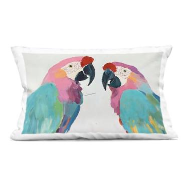 Imagem de Stupell Industries Travesseiro com estampa de araras pastel exóticas, 35 x 18 x 50, azul