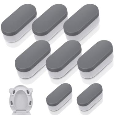 Imagem de YBEATY 8 peças de para-choques de assento de vaso sanitário universais antiderrapantes kit de substituição de espaçadores de assento de vaso sanitário amortecedores de bidê com adesivo forte