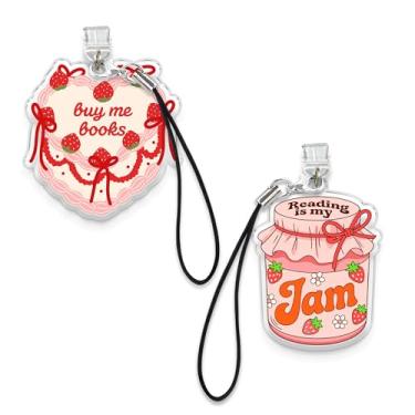 Imagem de Conjunto de 2 peças Buy Me Books, Reading Is My Jam berloques Kindle, pingente de plugue de poeira de 3,5 cm Bookish, Bookworm, amante de livros, relâmpago para amantes da leitura/tipo C com alça