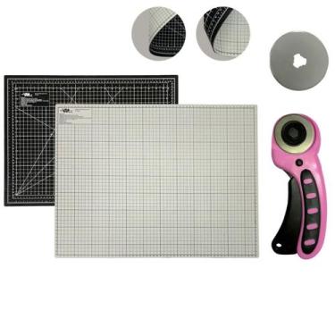 Imagem de Kit Base Placa de Cortar Tecido Papel Apoio de Mesa A2 45 x 60 + Corta