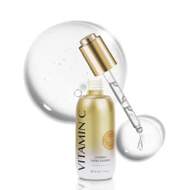 Imagem de Soro de vitamina C para rosto com ácido hialurônico, aumenta o colágeno da pele, clareador, antioxidante, antienvelhecimento, hidrata e volumosa, melhora a aparência de manchas escuras, tom, sérum