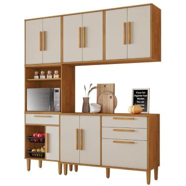 Imagem de Cozinha Completa Lorena 10 Portas 3 Gavetas Nature Off Kaiki Móveis