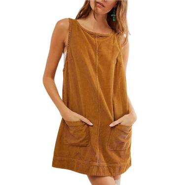 Imagem de Vestido geral de veludo TBA para mulheres A Line Mini Orange