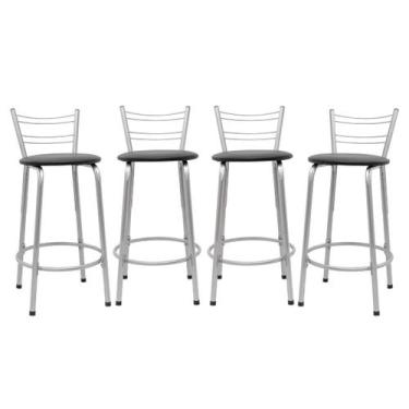 Imagem de Kit 4 Cadeira Para Balcão Ilha Bistrô Banqueta 60cm Flórida Prata Bar 