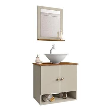 Imagem de Gabinete Banheiro Deli Cuba Lume Bco Torneira DL08 Valv ABS Off White/Nature