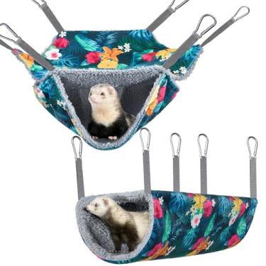 Imagem de Bienbee Conjunto de 2 peças de rede de rato furão para gaiola, lavável, cama de esconderijo de porquinho-da-índia, macia, para animais pequenos, brinquedos de túnel, gaiola de furão, acessórios para