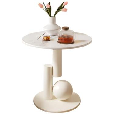 Imagem de Mesa de canto Mesa de canto pequena redonda estilo europeu mesa de sofá, mesa de centro para varanda doméstica, mesa lateral fácil de instalar, várias (cor: B, tamanho: 50 * 55 cm)