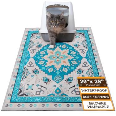 Imagem de BEAUTYZOO Tapete de areia para gatos, tapete de areia grande de 81 x 114 cm, tapete de areia impermeável, tapete de areia antiderrapante para controle de dispersão do chão, macio nas patas e fácil de