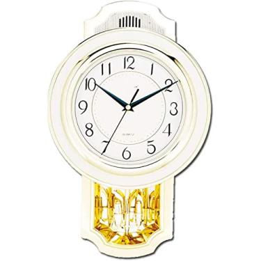 Imagem de Relógio de parede com pêndulo grande, relógio decorativo vintage mudo, vidro anti-embaciamento HD, relatório pontual, ponteiro pintado de metal, para sala de estar, escritório, relógio de decoração de