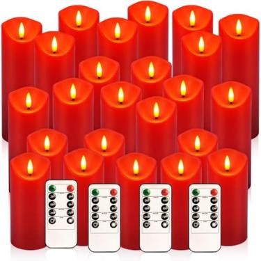Imagem de YOROXRG Pacote com 24 velas cintilantes sem chama, velas de LED com pilar operadas por bateria com controle remoto. Para Ano Novo, decoração de casa, festas, casamento (D2,2 x 12,7 cm 12,7 cm 15,2 cm