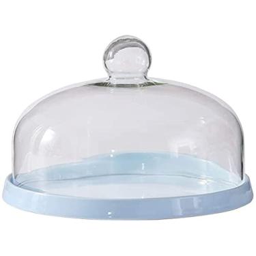 Imagem de RVGOJHYF Suporte de bolo de cúpula, capa de preservação de alimentos domésticos, prato de sobremesa de madeira giratório, bandeja de frutas premium para banquete, suporte de bolo de vidro, pode ser