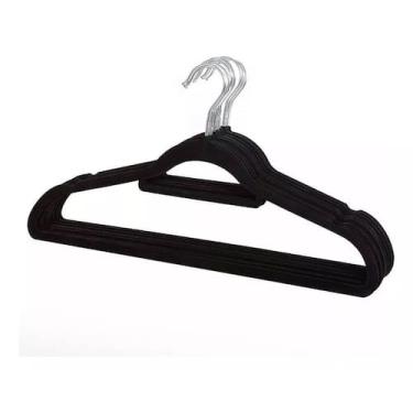 Imagem de Kit 10 Unidades Cabide Infantil de Veludo Preto - GLOBAL MIX