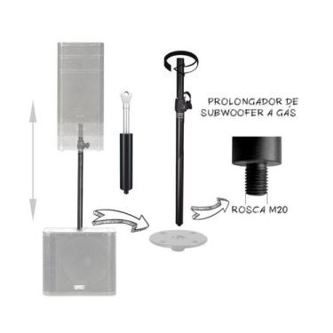 Imagem de Prolongador de Subwoofer,pedestal c/rosca M20 c/elevação pneumática (g