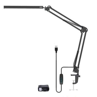 Imagem de Luminária LED c/Braço/Pedestal Articulado p/ Mesa/Escrivaninha Leitura