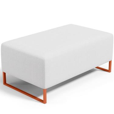 Imagem de Puff Decorativo Sala De Estar Cléo 90cm Base De Ferro Cobre W01 Corano Branco - Lyam Decor