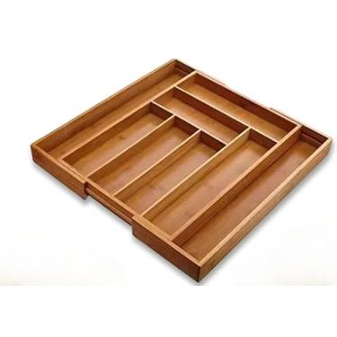 Imagem de Organizador De Talheres De Bambu ExtensíVel - Porta Talheres Para Gaveta Com 8 DivisóRias -