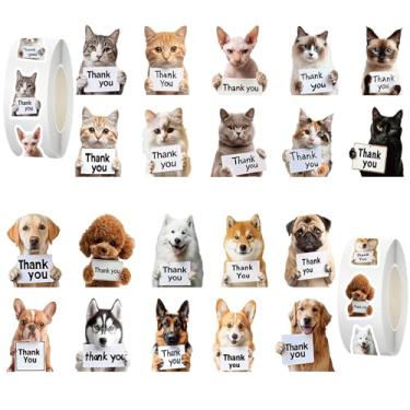 Imagem de 1000 peças de adesivos de agradecimento para cães e gatos, decalques de animais, rolo de adesivos de agradecimento para embalagens de pequenas empresas, envelopes, sacos de presente, caixas de envio