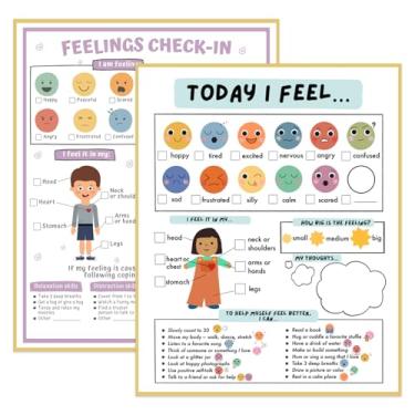 Imagem de Yanroom Tabela de 20 sentimentos para crianças saúde mental canto calmo pôsteres emoções habilidades de enfrentamento pôster para sala de aula pré-escola educação especial suprimentos para sala de