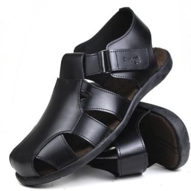 Imagem de Sandália De Couro Masculina Modelo Franciscana percata Para Idosos Con