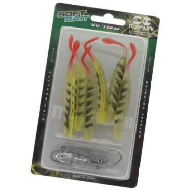 Imagem de Kit 6 Iscas Artificiais Soft Shad + 2 Anzol Jig Head Maruri
