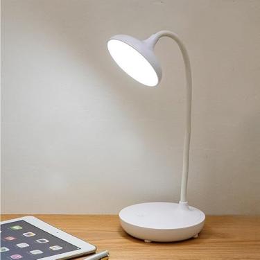 Imagem de Luminária de Mesa LED Touch Abajur Recarregável com 3 Modos de Escurecimento Design Articulado 360º Sem Fio para Estudo Leitura e Decoração de Quarto (Branco)