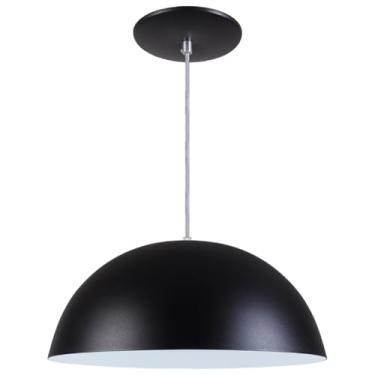Imagem de Luminária Pendente Meia-Lua em Alumínio 34 cm – Lustre Decorativo Moderno para Sala e Quarto (Preto Textura)