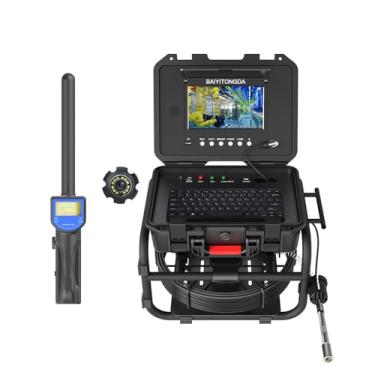 Imagem de Câmera de drenagem com localizador de 512 Hz, câmera de inspeção de esgoto, tela IPS de 9", DVR autonivelante e gravador de voz, cartão de 16 GB, para linha de esgoto, cano,60M