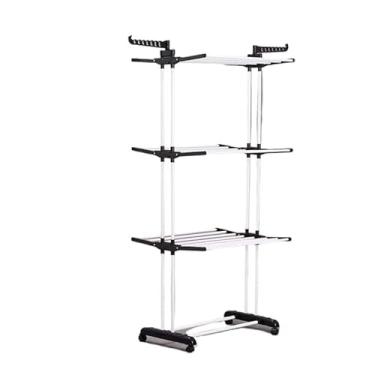 Imagem de Varal de Chão Dobrável 3 Andares com 4 Rodas e Reforço Duplo | Varal Interno Resistente para Secagem de Roupas(Preto)
