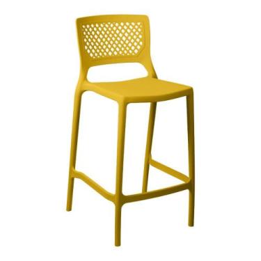 Imagem de Banqueta Alta para Cozinha Amarela Empilhável Vênus em Polipropileno A