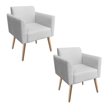 Imagem de Kit 02 Poltronas Marisa Suede Cinza Pés Palito Natural