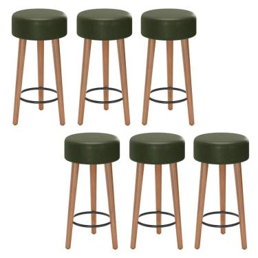 Imagem de Kit 06 Banquetas Baixa Cozinha Paris D-33 Verde