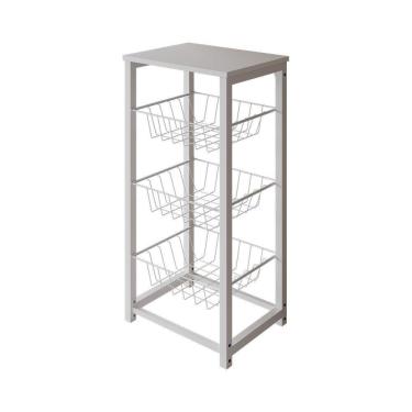 Imagem de Fruteira De Chão Cozinha Desmontada Aço Branco Tampo Branco Madri - Cor: Branco