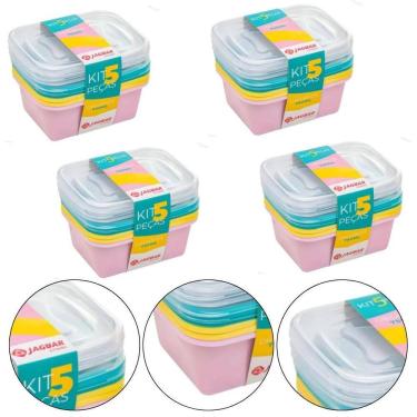 Imagem de Kit 20 Potes Plástico Tampa Organiza Alimentos 750Ml Jaguar