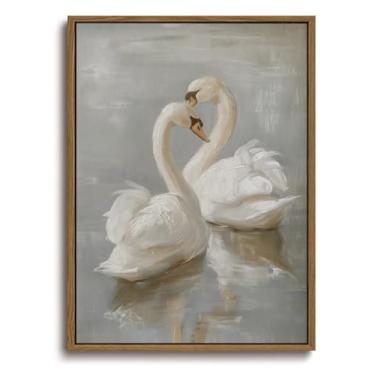 Imagem de KISSFOX Arte de parede emoldurada vintage fazenda cisne branco impressões de arte em tela rústica fotos antigas decoração de parede cottagecore pacífica pinturas estéticas obras de arte para cozinha