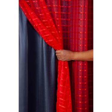 Imagem de Cortina Blackout prata 2,80 m x 2,30 m com Xadrez para sala quarto porta balcão(vermelho,2.00mt LARGURA x 1.40mt ALTURA)
