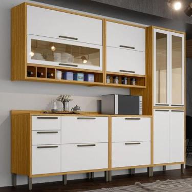 Imagem de Armário de Cozinha com Balcão e Tampo 11 Portas 4 Gavetas Pérola 100% 